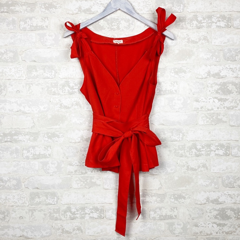 Tea & Cup | Peplum Tank with Bow Ties and Buttons